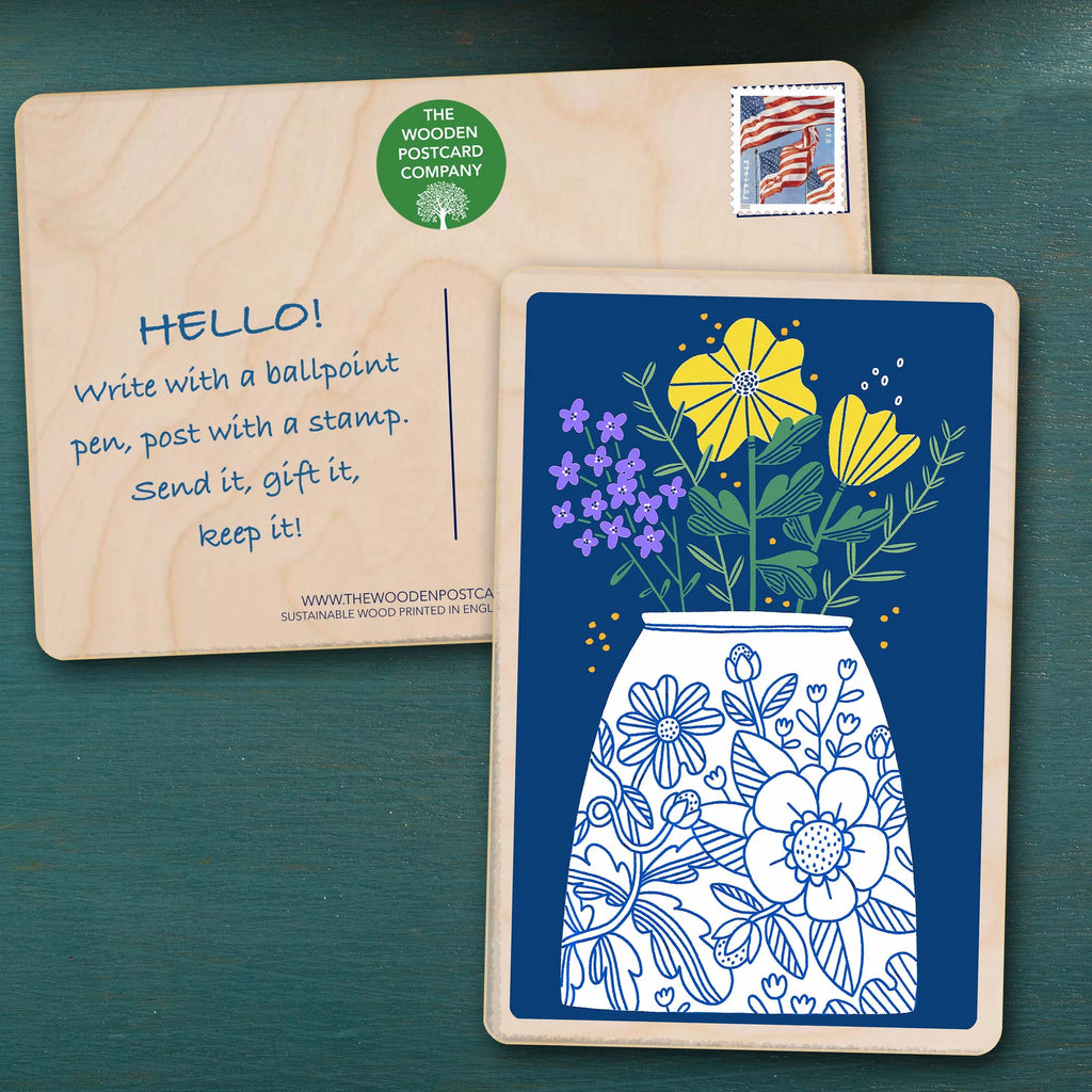 Spring Flowers Sustainable Wooden Postcard from The Wooden Postcard for sale at Mostyn 
