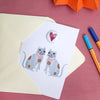 Staffordshire Cats with Hearts Greeting Card with Badge by The Black Rabbit for sale at Mostyn
