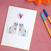 Staffordshire Cats with Hearts Greeting Card with Badge by The Black Rabbit for sale at Mostyn