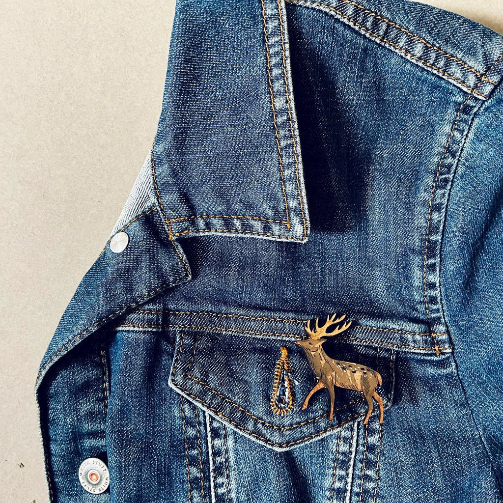 Stag Mini Pin Brooch from Lily Faith for sale at Mostyn