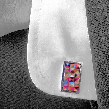 Stainless Steel Cufflinks with Ceramic Inlays by NOA Jewellery for sale at Mostyn