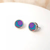 Stainless Steel Framed Round Ceramic Stud Earrings by NOA Jewellery for sale at Mostyn