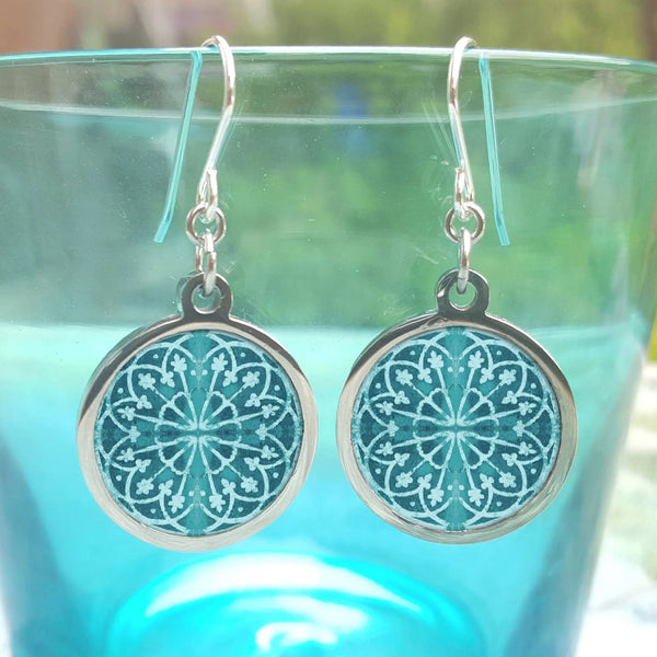Stainless Steel and Walnut Round Earrings by NOA Jewellery for sale at Mostyn