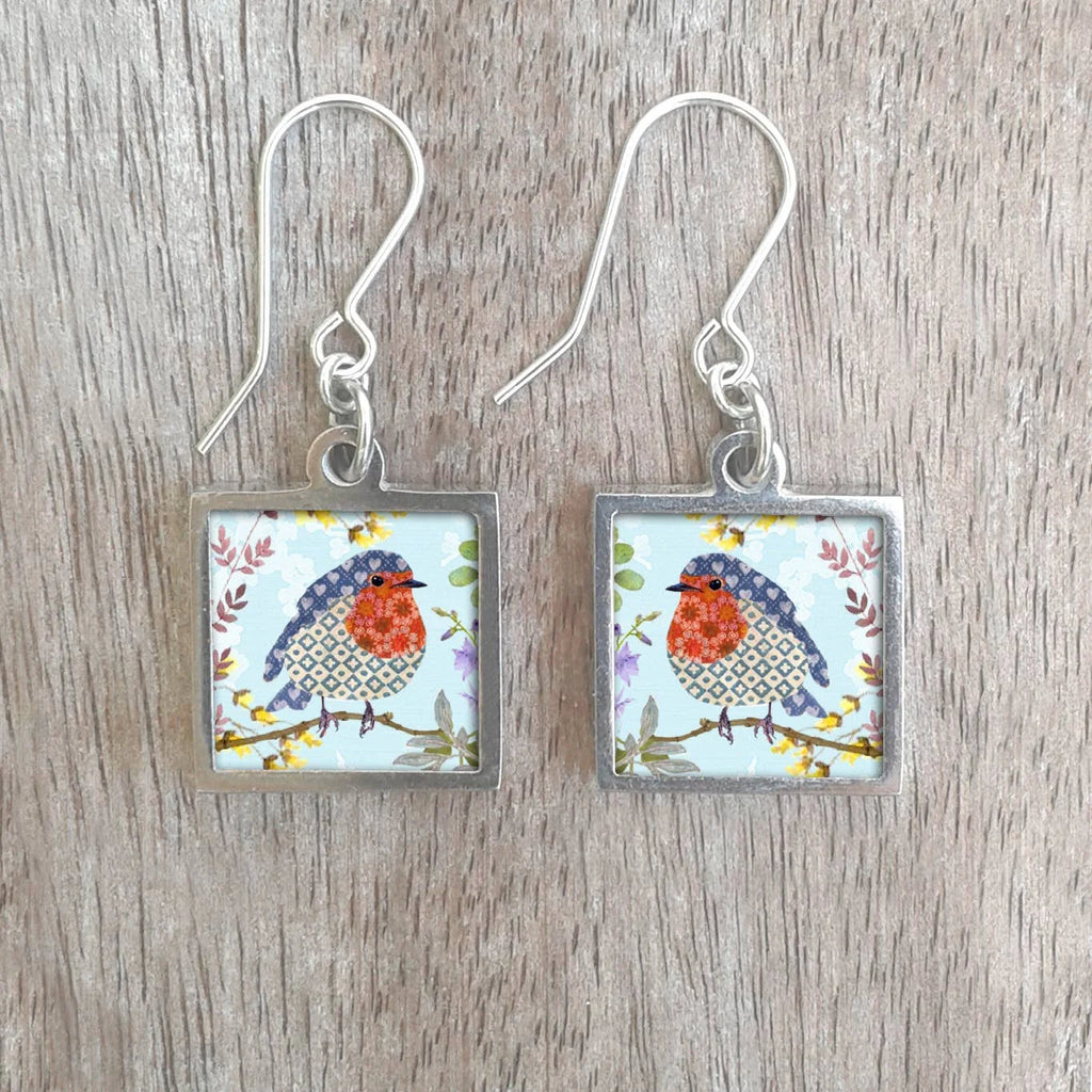 Stainless Steel and Walnut Square Earrings by NOA Jewellery for sale at Mostyn
