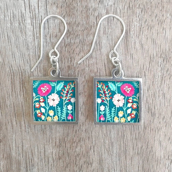 Stainless Steel and Walnut Square Earrings by NOA Jewellery for sale at Mostyn