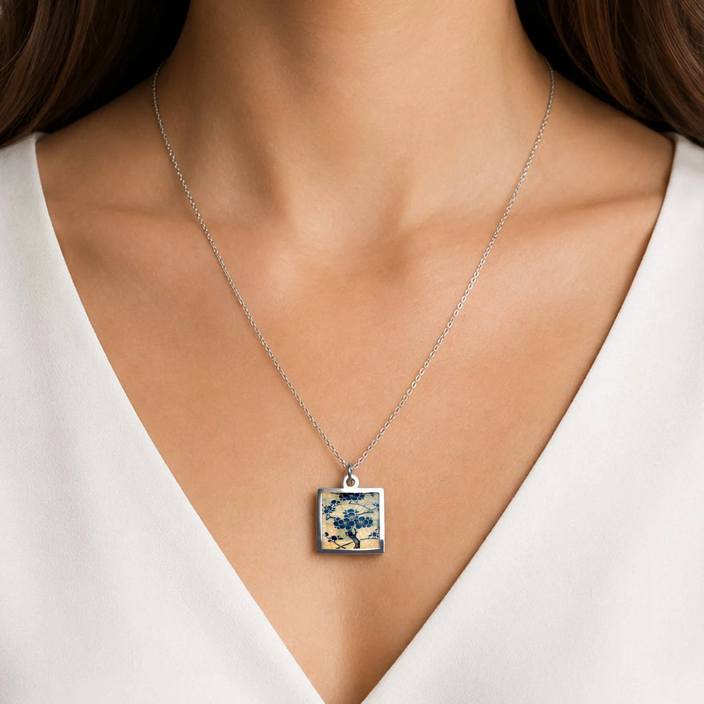 Stainless Steel and Walnut Square Necklace by NOA Jewellery for sale at Mostyn