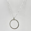 Sterling Silver Sparkle Effect Circle Necklace on an 18" Figaro Chain from Rebecca Oldfield for sale at Mostyn