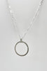 Sterling Silver Sparkle Effect Circle Necklace on an 18" Figaro Chain from Rebecca Oldfield for sale at Mostyn