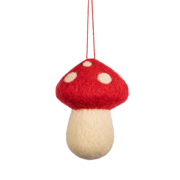 Toadstool Mushroom Felt Christmas Decoration from Sass and Belle for sale at Mostyn