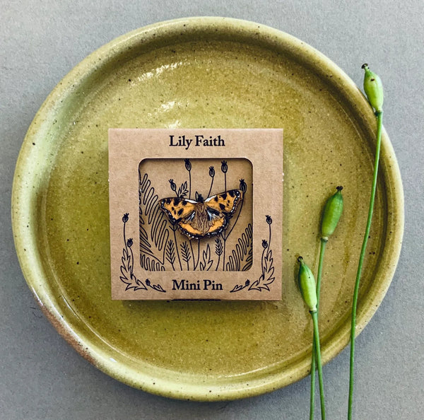 Tortoiseshell Butterfly Mini Pin Brooch from Lily Faith for sale at Mostyn