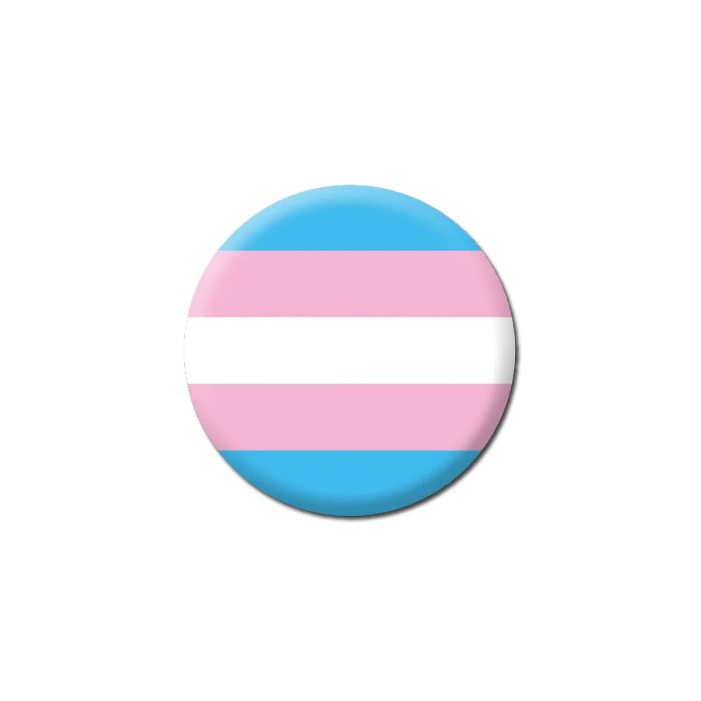Trans Pride Flag Badge by Dean Morris Cards for sale at Mostyn