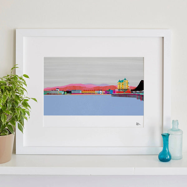 Unframed Llandudno Hotels and Pier Art Print by I Drew This for sale at Mostyn