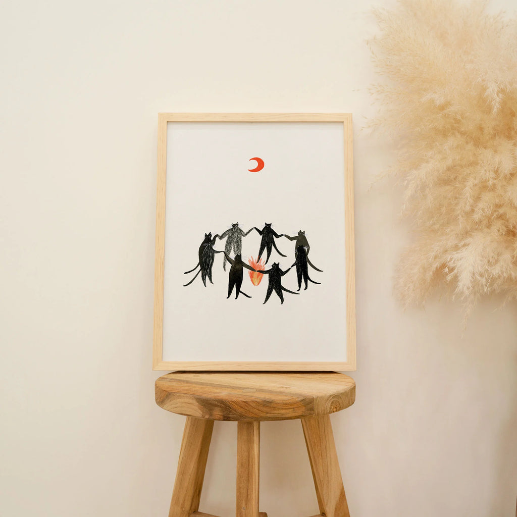 Unframed Mystic Cats Witchy Magic Art Print by Little Black Cat Illustrated Goods for sale at Mostyn