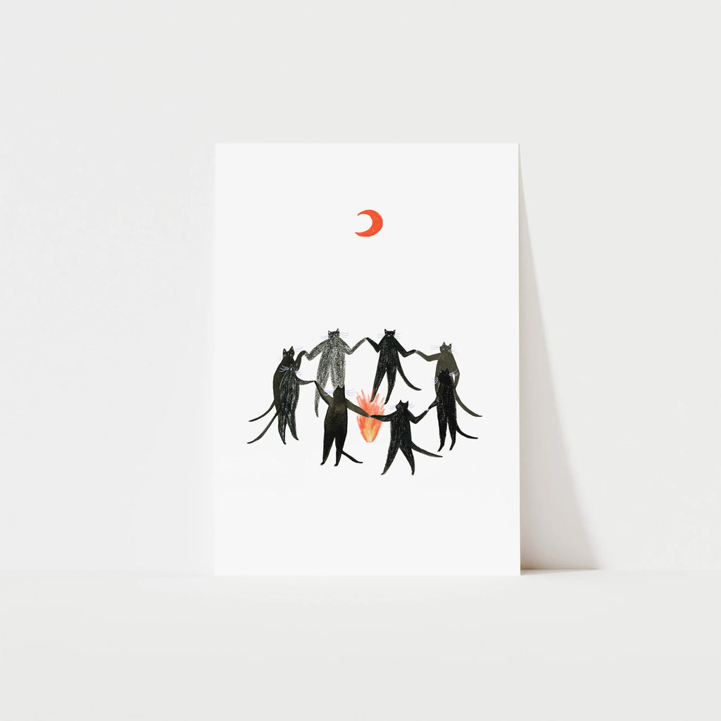 Unframed Mystic Cats Witchy Magic Art Print by Little Black Cat Illustrated Goods for sale at Mostyn