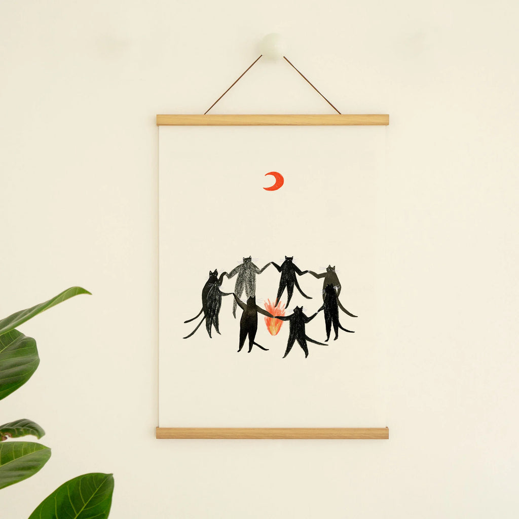Unframed Mystic Cats Witchy Magic Art Print by Little Black Cat Illustrated Goods for sale at Mostyn