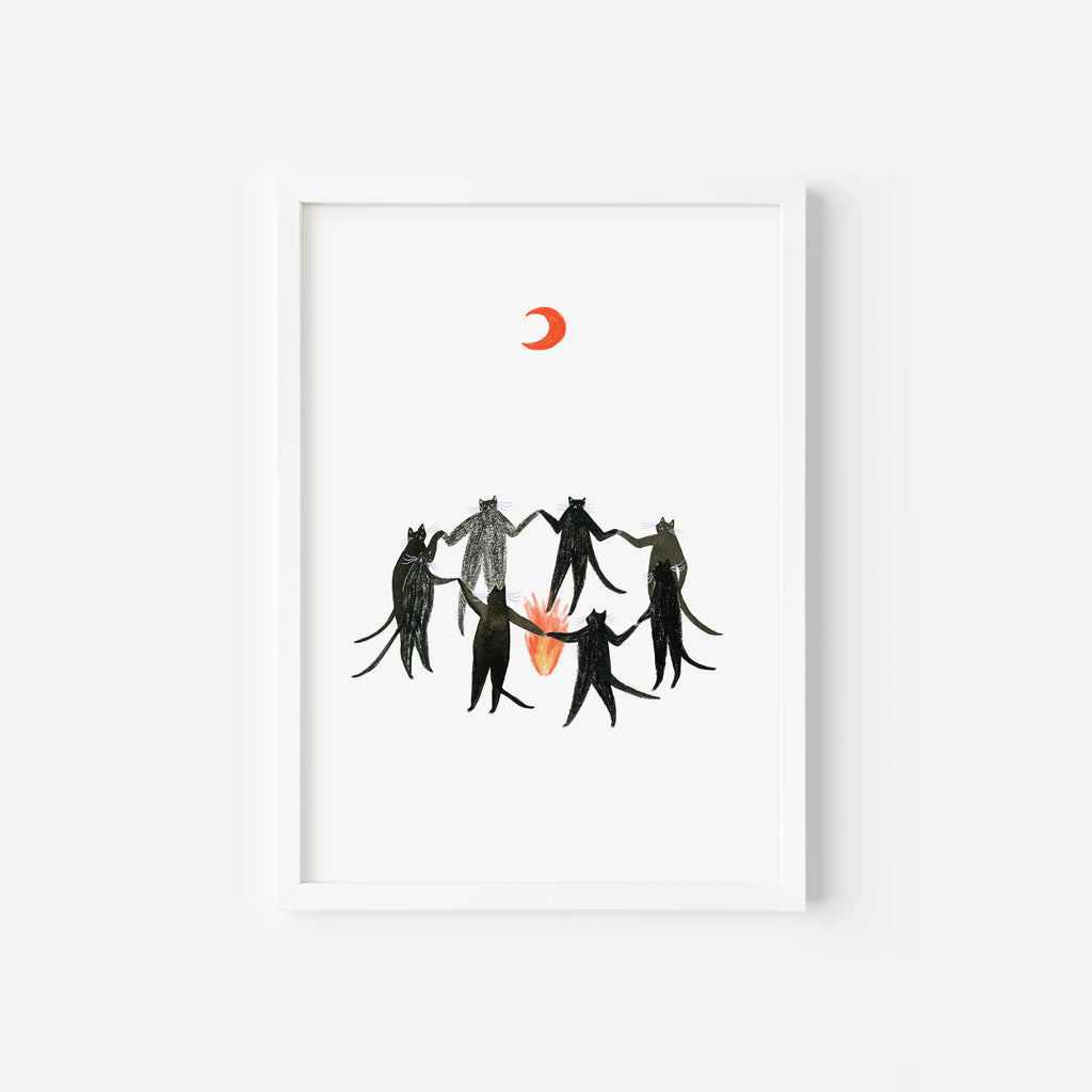 Unframed Mystic Cats Witchy Magic Art Print by Little Black Cat Illustrated Goods for sale at Mostyn