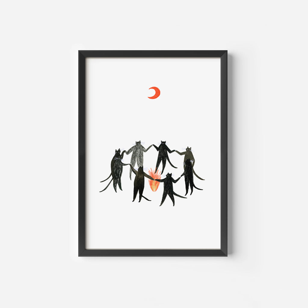 Unframed Mystic Cats Witchy Magic Art Print by Little Black Cat Illustrated Goods for sale at Mostyn