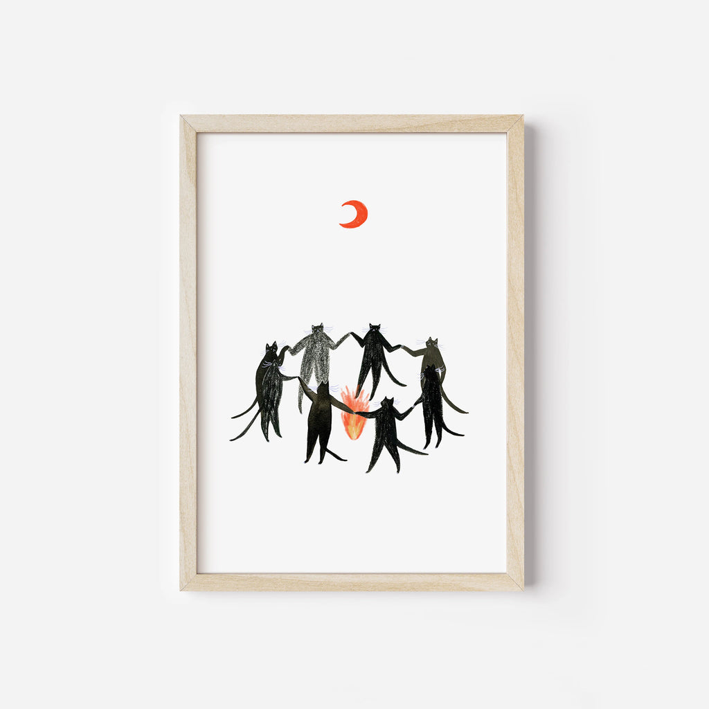 Unframed Mystic Cats Witchy Magic Art Print by Little Black Cat Illustrated Goods for sale at Mostyn