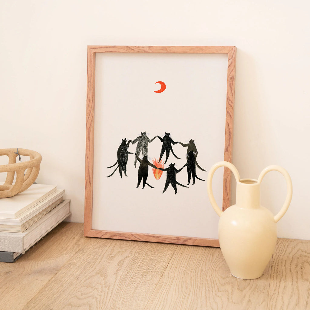 Unframed Mystic Cats Witchy Magic Art Print by Little Black Cat Illustrated Goods for sale at Mostyn