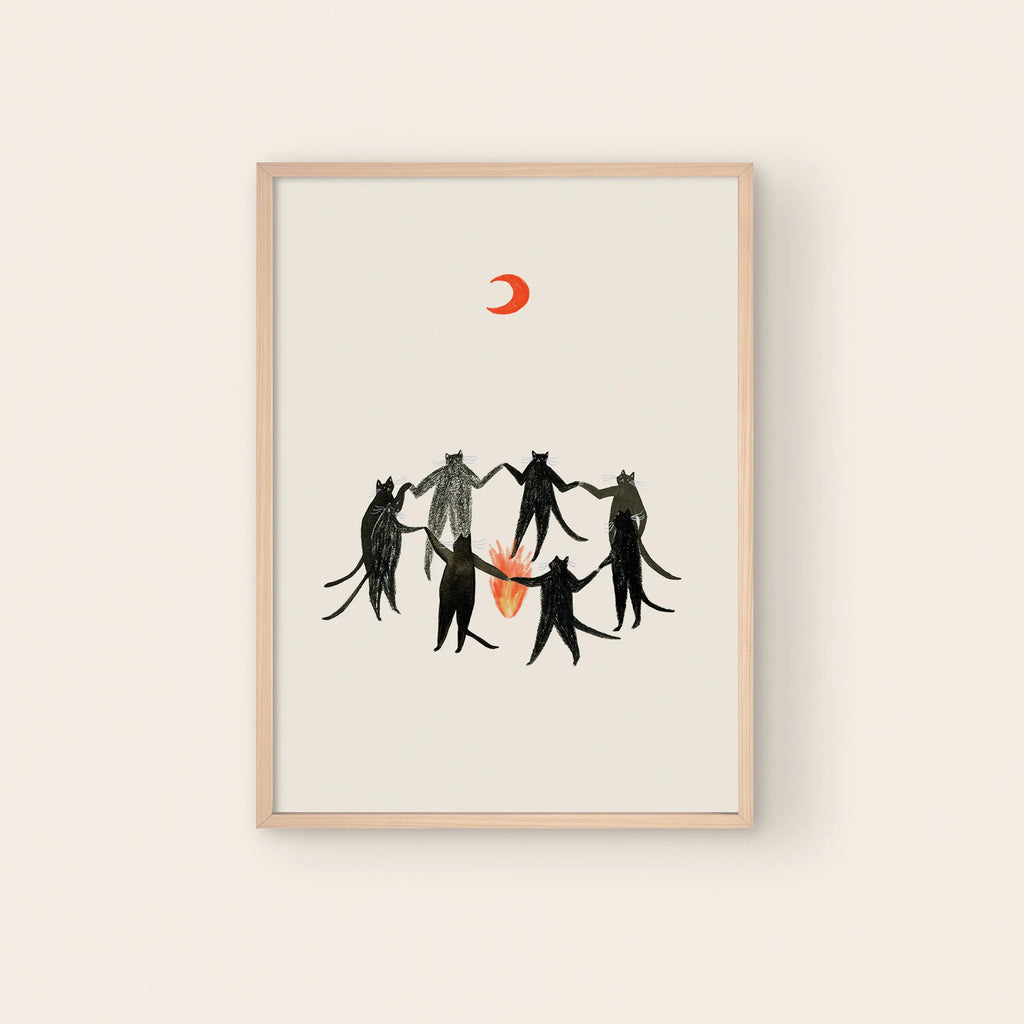 Unframed Mystic Cats Witchy Magic Art Print by Little Black Cat Illustrated Goods for sale at Mostyn