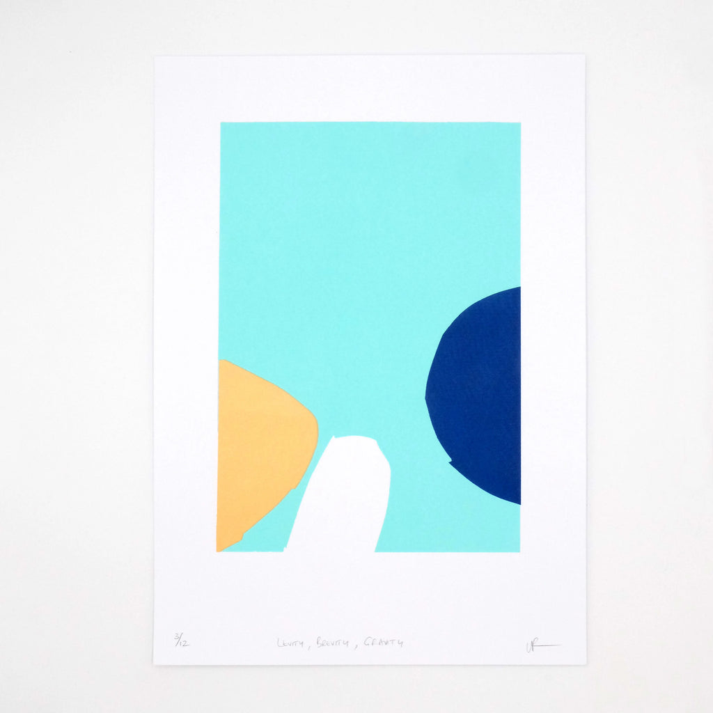 Unframed Screen Print - 'Levity, Brevity, Gravity' from Print Garage Iain Perry for sale at Mostyn.