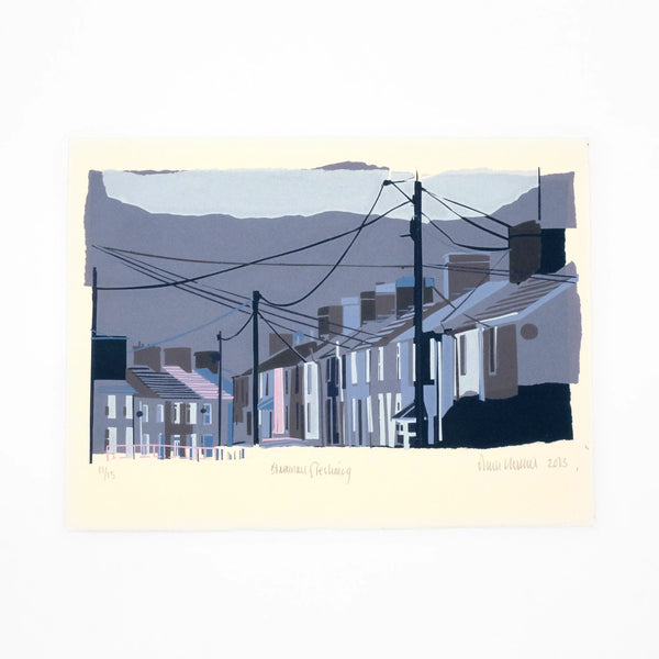 Unframed Screen Print Blaenau Ffestiniog by Sarah Hopkins for sale at Mostyn.