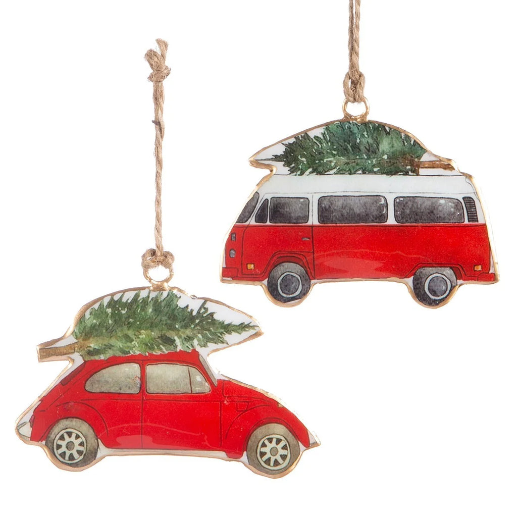 Vintage Style Car and Camper Metal Christmas Decoration from Sass and Belle for sale at Mostyn