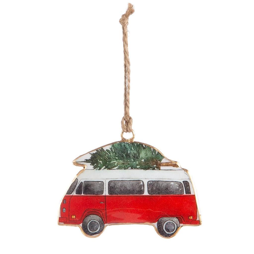 Vintage Style Camper Van Metal Christmas Decoration from Sass and Belle for sale at Mostyn