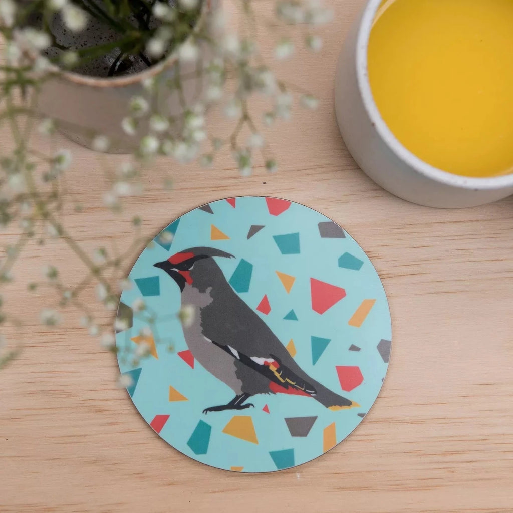 Waxwing Cork Backed Coaster from The Owlery for sale at Mostyn