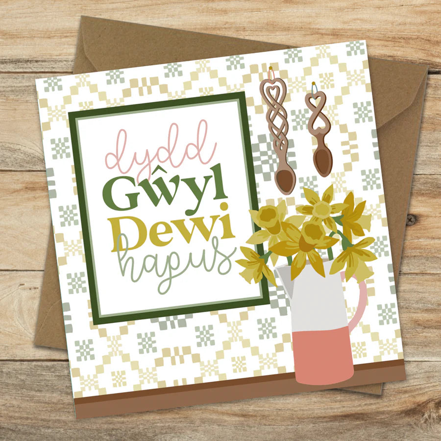 Welsh Daffodils and Love Spoons St David's Day Card from Max Rocks for sale at Mostyn