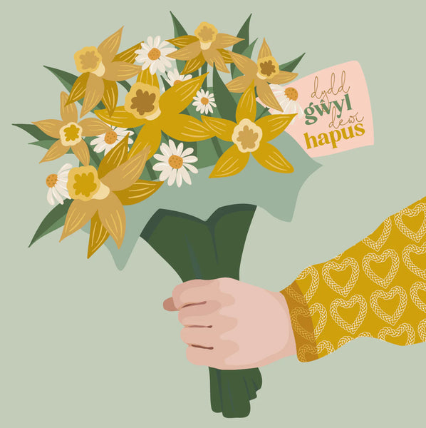 Welsh Language Bunch of Daffodils St David's Day Card from Max Rocks for sale at Mostyn
