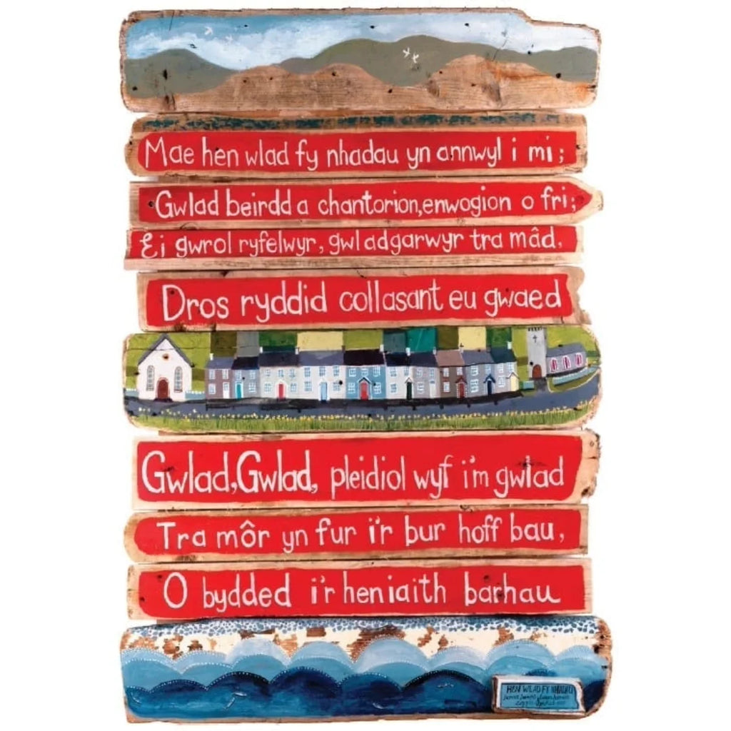 Welsh National Anthem On Driftwood A3 Poster Print by Driftwood Designs for sale at Mostyn
