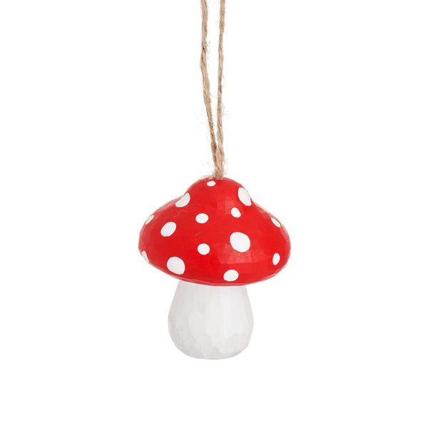 Wooden Mushroom Shaped Hanging Decoration from Sass and Belle for sale at Mostyn