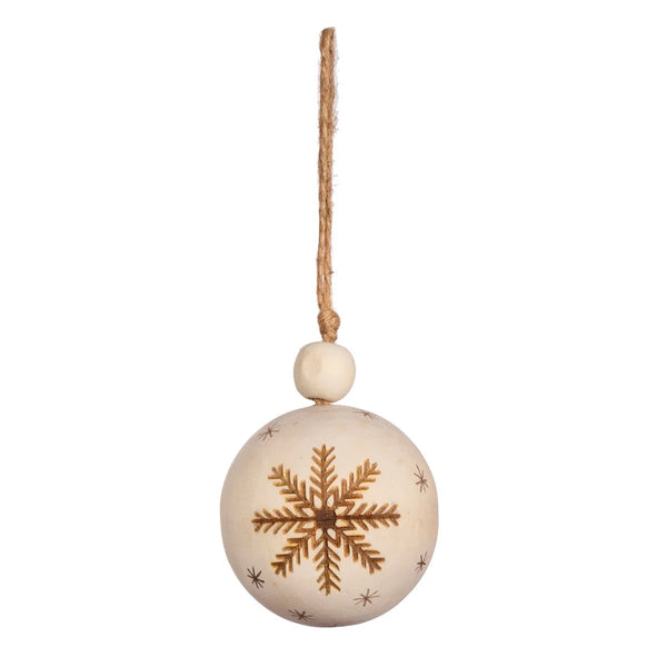 Wooden Snowflake Christmas Bauble from Sass and Belle for sale at Mostyn