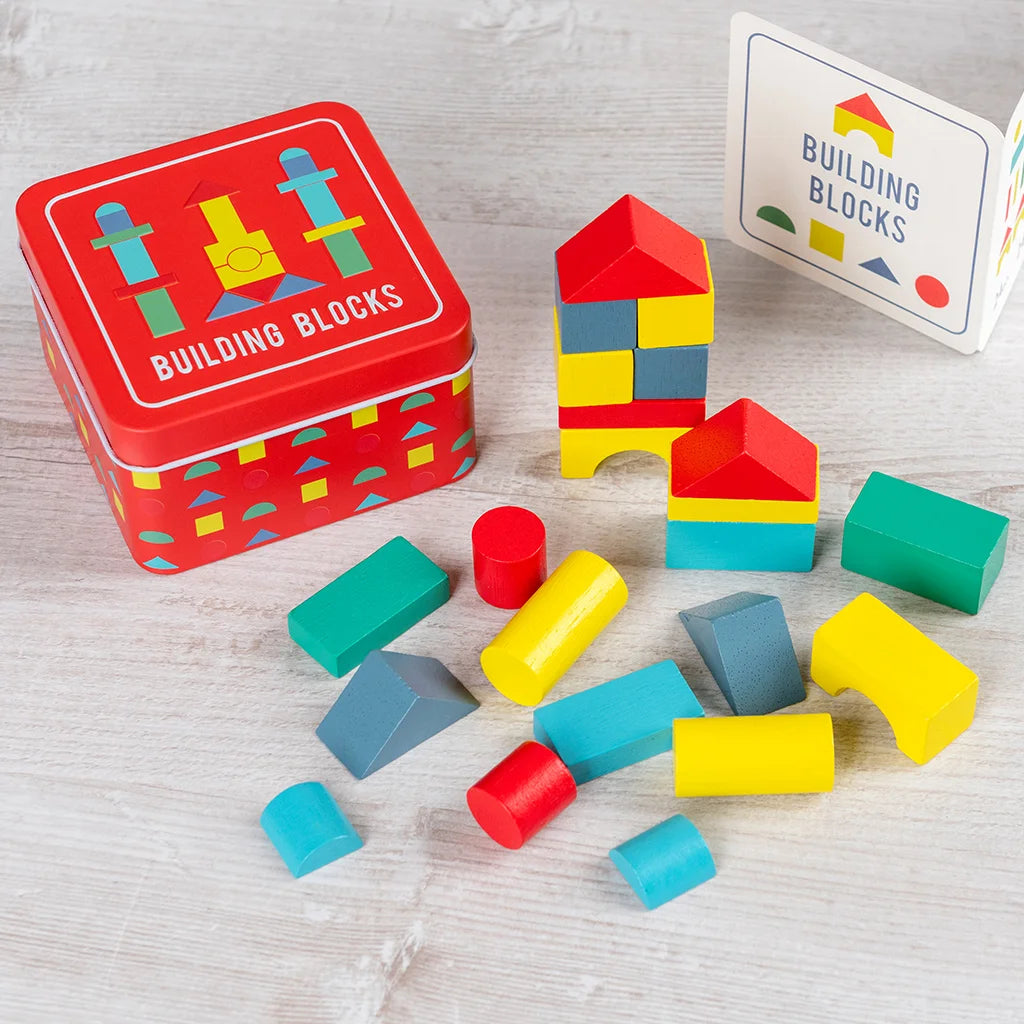 Wooden Building Blocks in a Tin from Rex London for sale at Mostyn