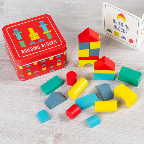 Wooden Building Blocks in a Tin from Rex London for sale at Mostyn