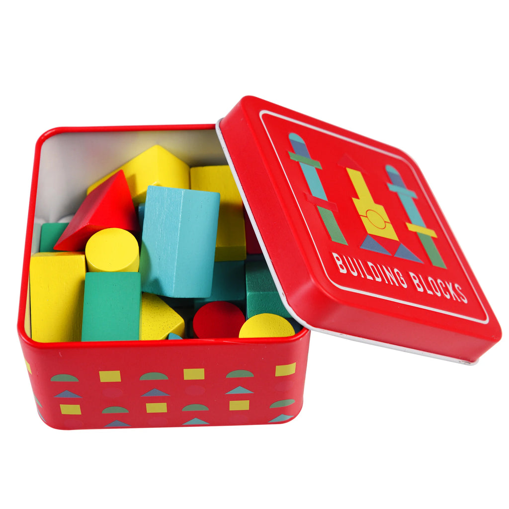 Wooden Building Blocks in a Tin from Rex London for sale at Mostyn