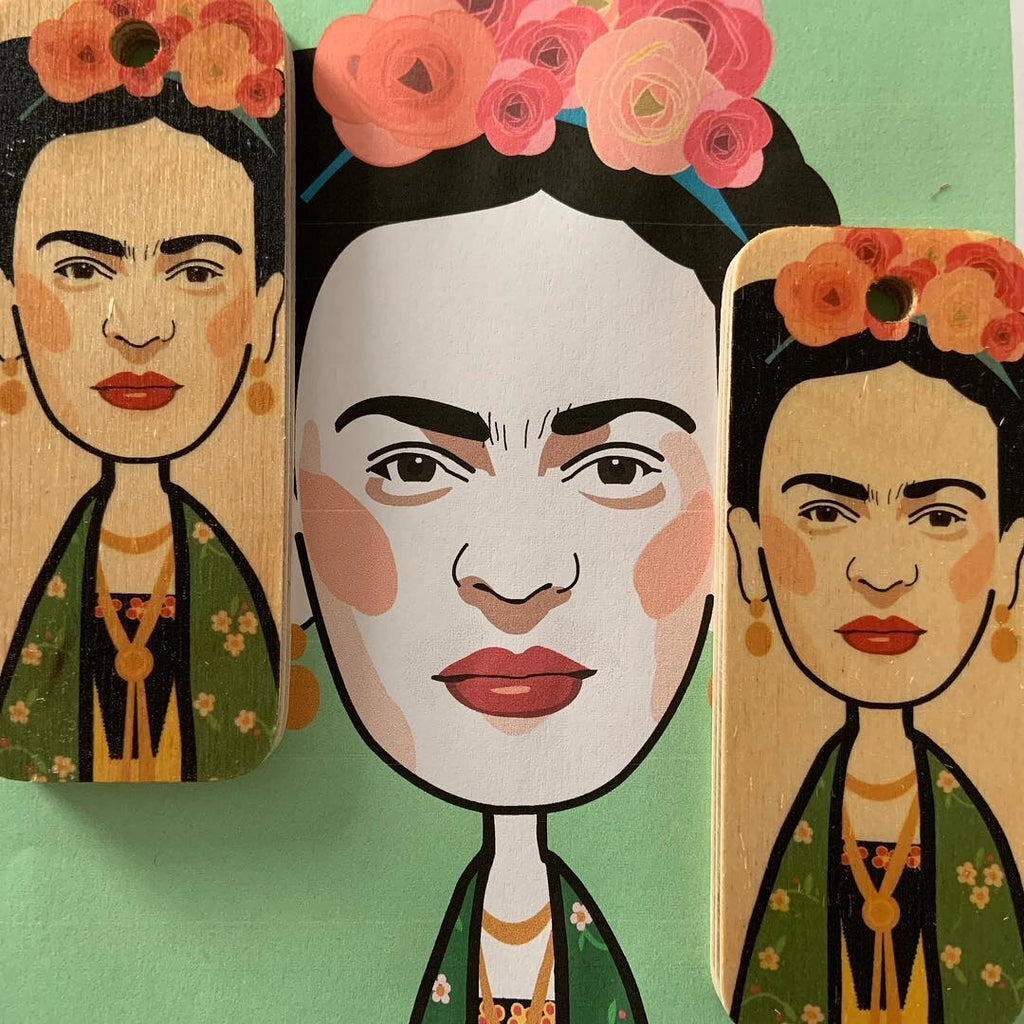 Wooden Frida Kahlo Keyring by Wotmalike for sale at Mostyn