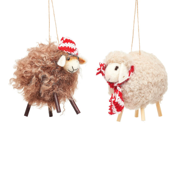 Woolly Sheep Hanging Christmas Decoration from Sass and Belle for sale at Mostyn