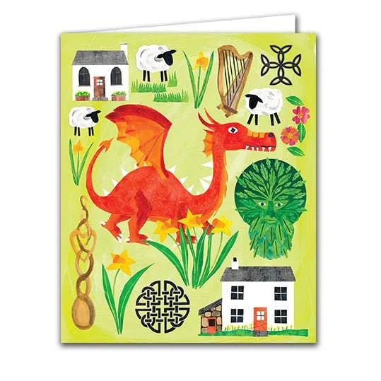 Y Ddraig Goch Welsh Red Dragon Greeting Card from Silver Birch Cards for sale at Mostyn
