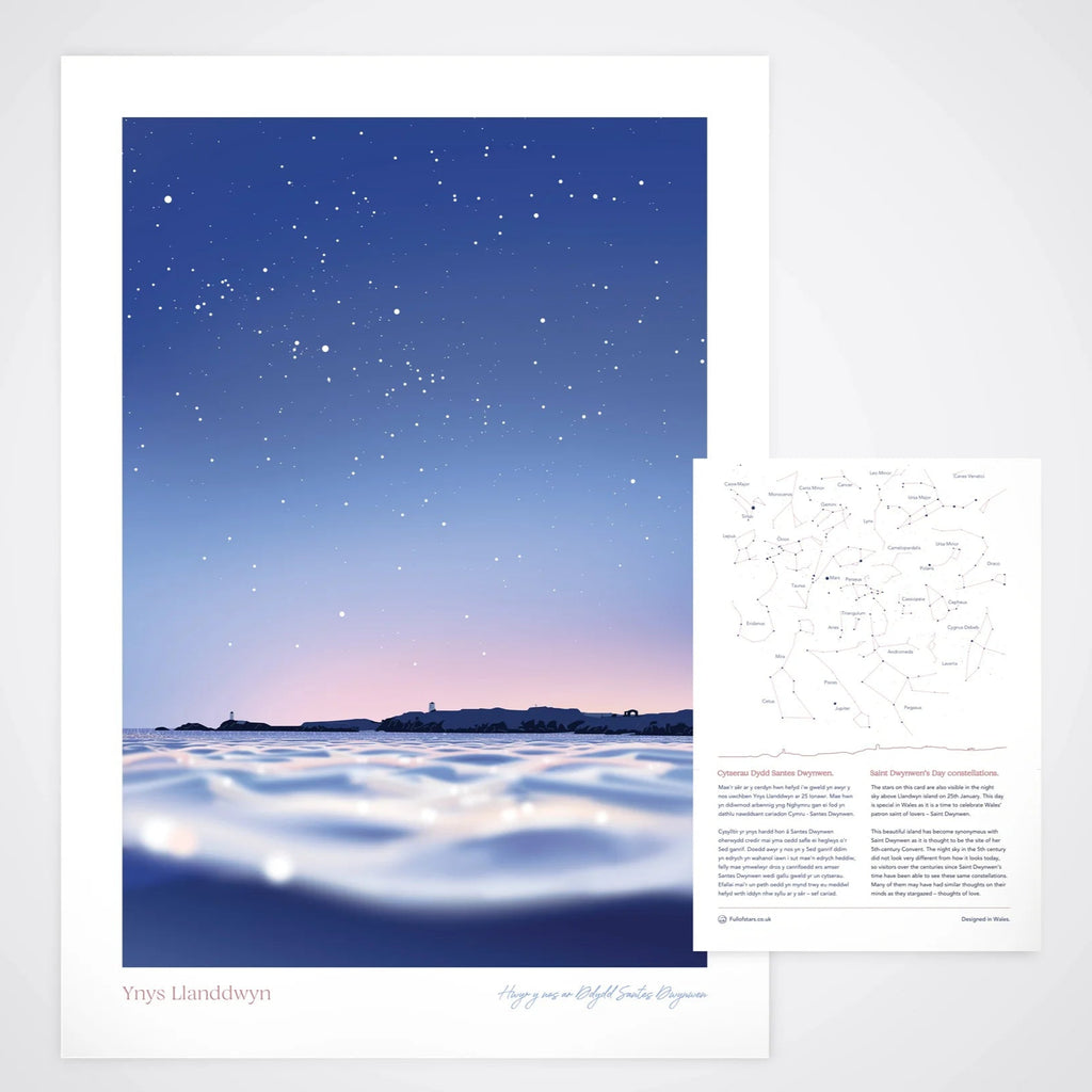 Ynys Llanddwyn Welsh Astrometry Art Print by Full Of Stars for sale at Mostyn