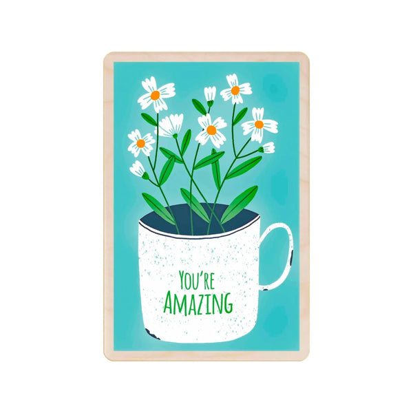 You're Amazing Daisies Sustainable Wooden Postcard from The Wooden Postcard Company for sale at Mostyn