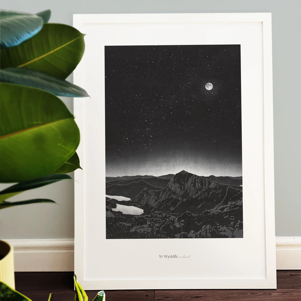 Yr Wyddfa ar Lleuad Welsh Astrometry Art Print by Full Of Stars for sale at Mostyn