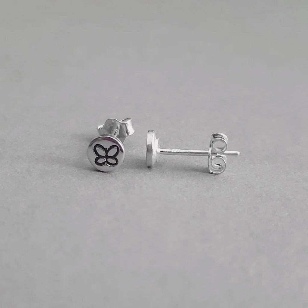 A Handcrafted Butterfly Silver Stud Earrings from Jewellery by Jackie for sale at Mostyn.