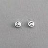 A Handcrafted Crescent Moon Stamped Stud Silver Earrings from Jewellery by Jackie for sale at Mostyn.