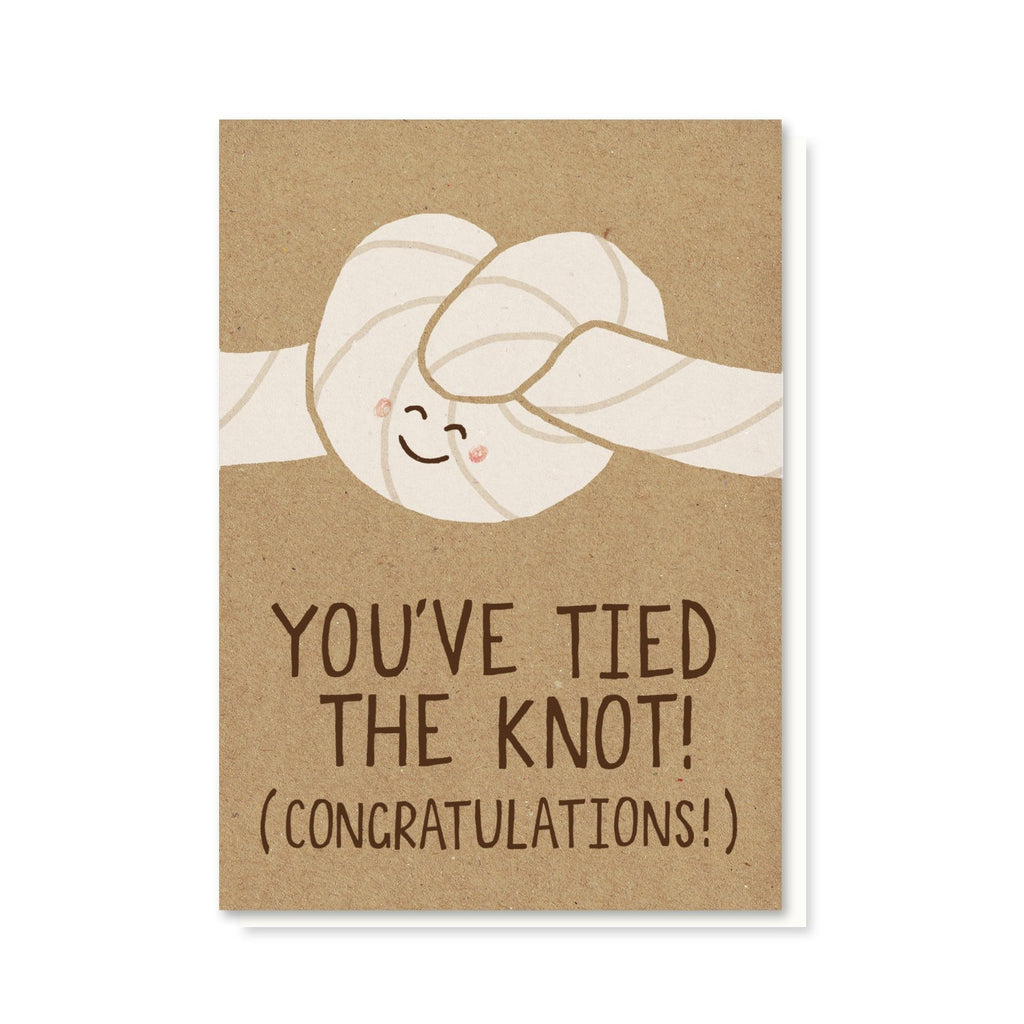 An Image of a white rope with a knot in middle. Text reads: You've Tied the Knot! (Congratulations!) 