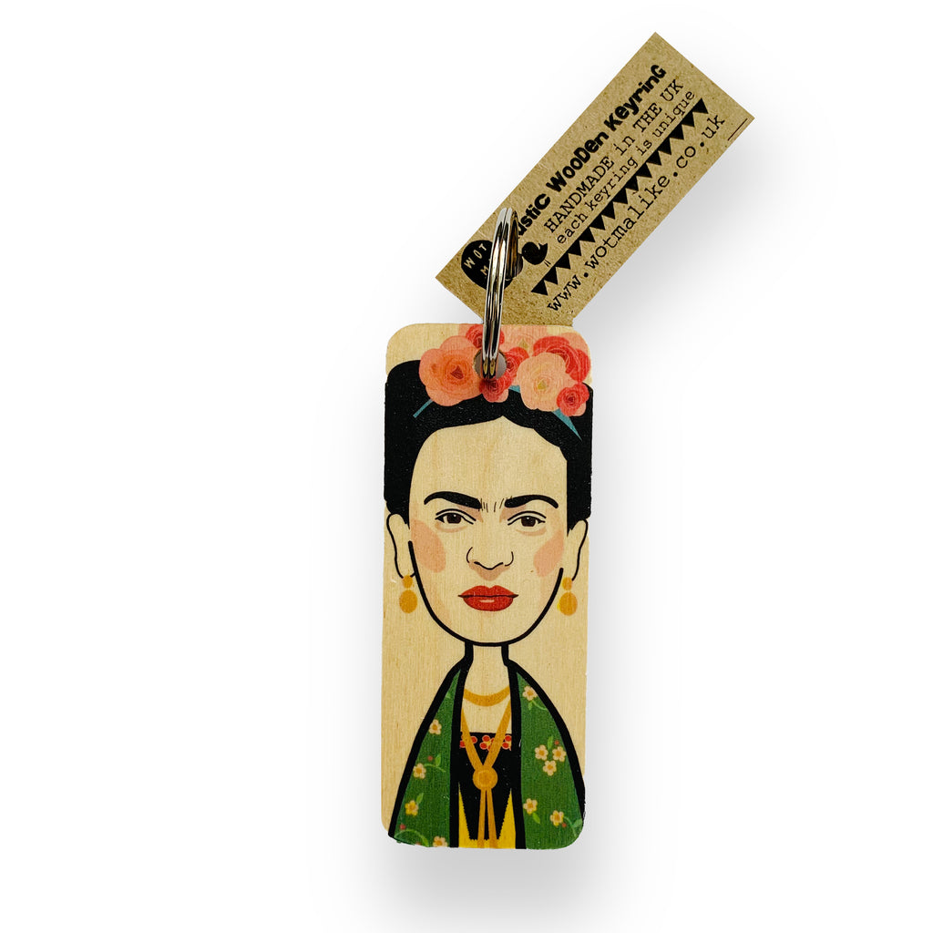 Wooden Frida Kahlo Keyring by Wotmalike for sale at Mostyn